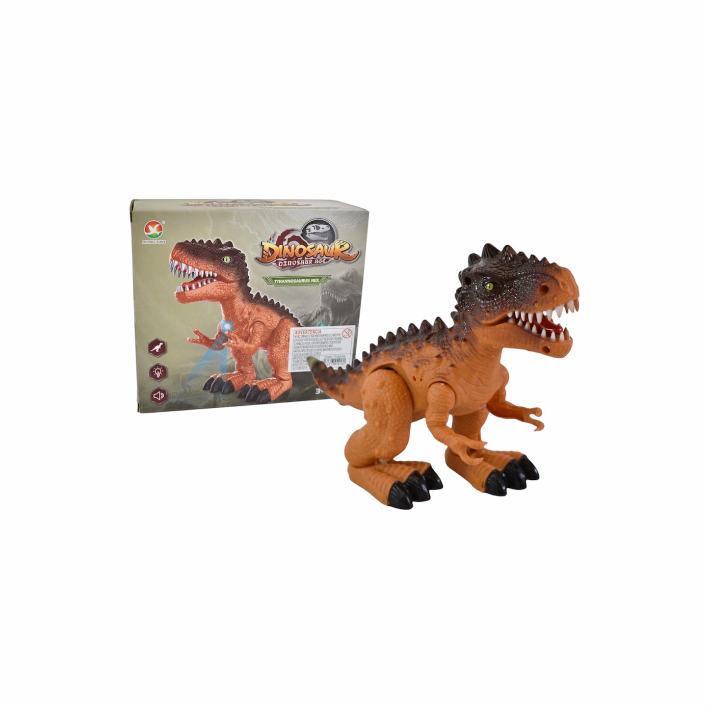 Dinosaurio con luz sonido y movimiento - 20 cm