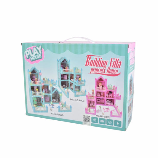 Casa de muñecas para armar con bloques 54x46x49cm