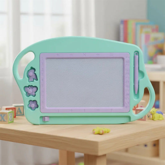 Pizarra mágica verde con sellos - 32x21cm