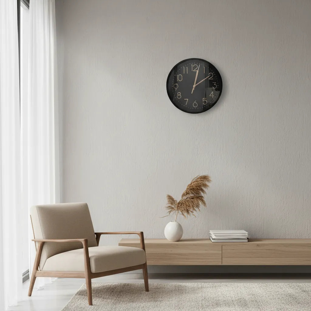 Reloj De Pared Moderno Negro Con Números Negro