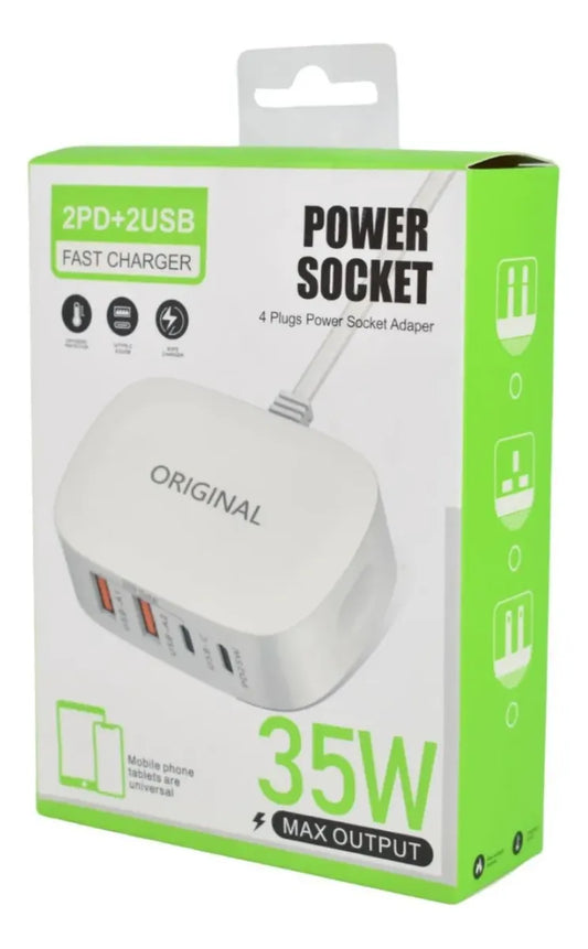 Cargador De Pared 4 Puertos Usb-c Y Usb 25w Rápido