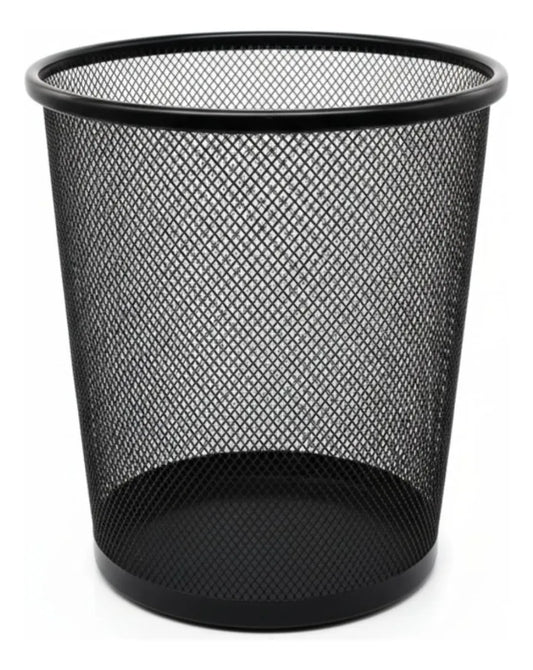 Cesto De Basura Metálico De Malla Negro Para Oficina