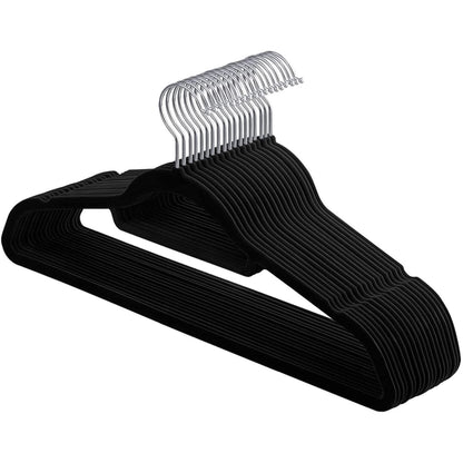 Pack de 10 Perchas de Terciopelo - Negro