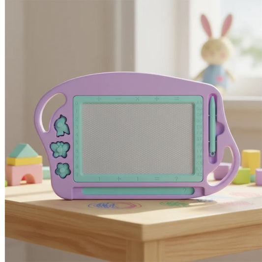 Pizarra mágica lila con sellos - 32x21cm