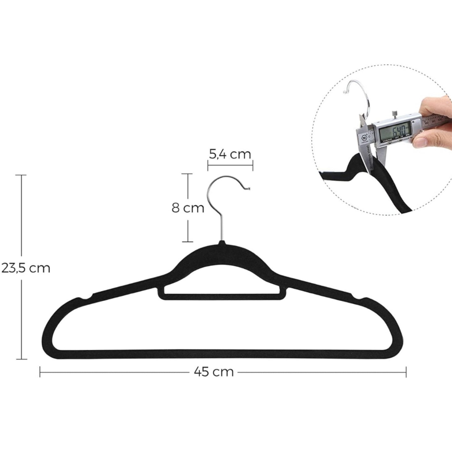 Pack de 10 Perchas de Terciopelo - Negro