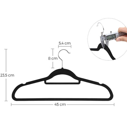 Pack de 10 Perchas de Terciopelo - Negro