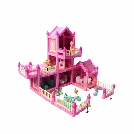 Casa de muñecas para armar con bloques 54x46x49cm