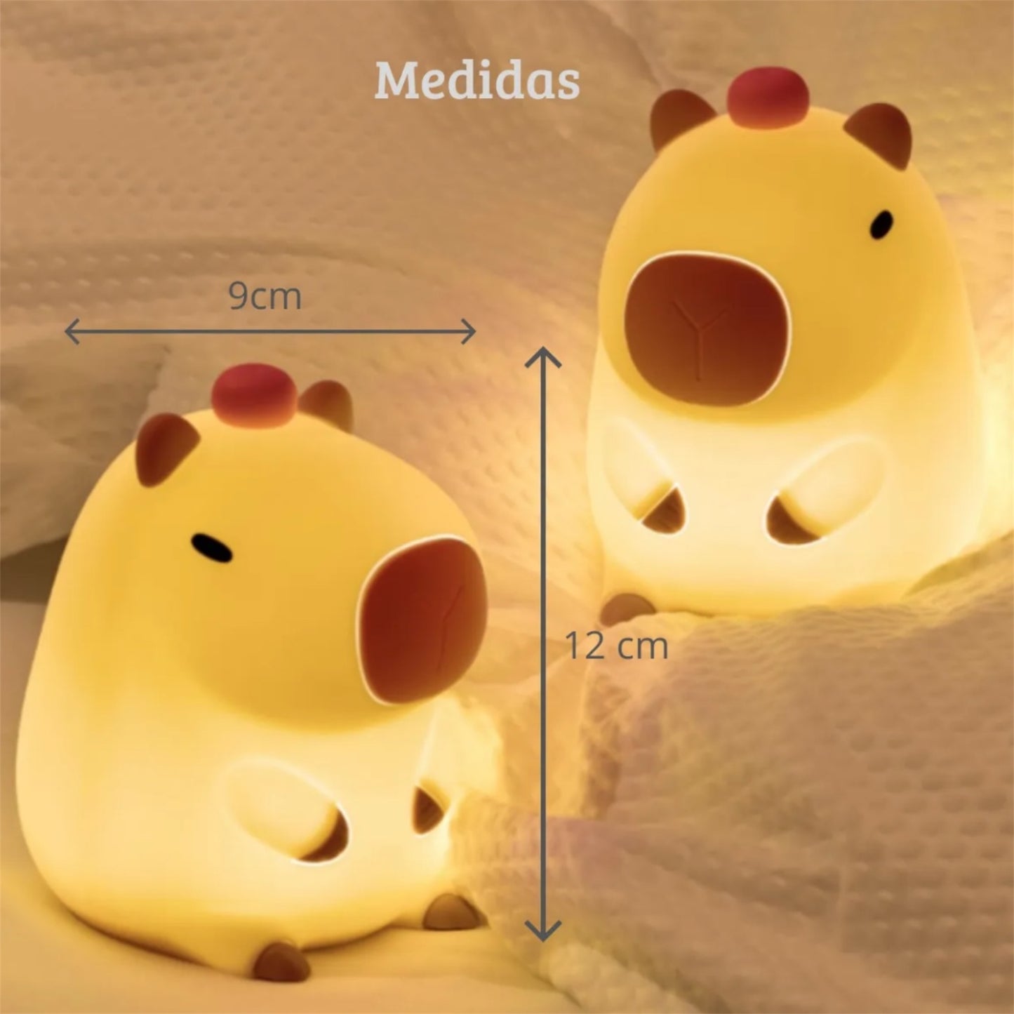 Veladora Capibara multicolor de goma recargable - 12 x 9 cm