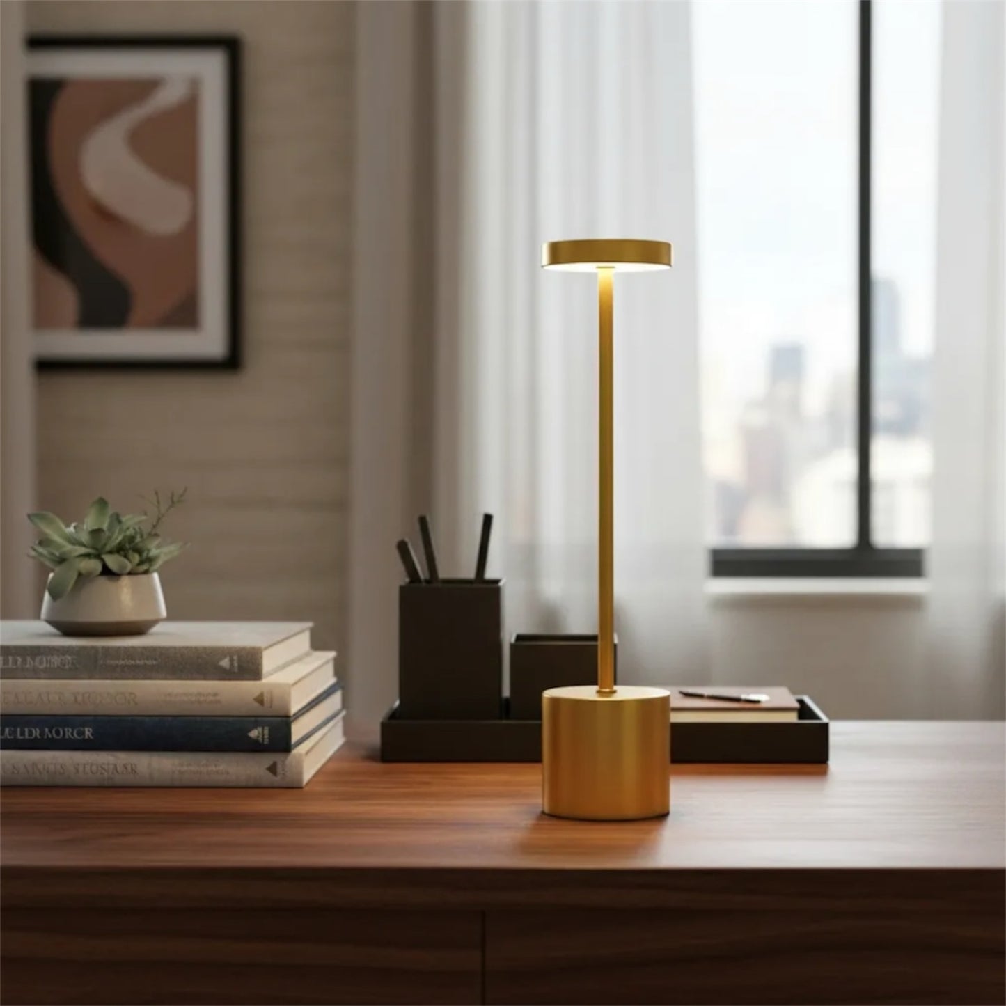 Lámpara de escritorio recargable digital 34x8cm