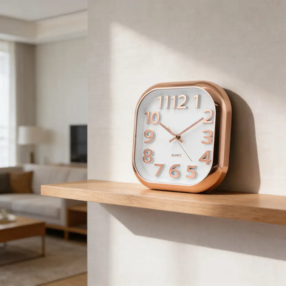 Reloj De Pared Cuadrado Moderno Champagne 30cm
