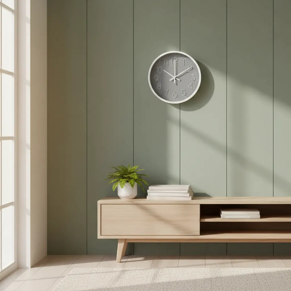 Reloj De Pared Moderno Negro Con Números Gris