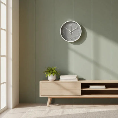 Reloj De Pared Moderno Negro Con Números Gris