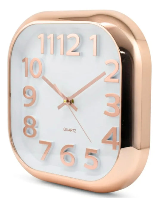 Reloj De Pared Cuadrado Moderno Champagne 30cm