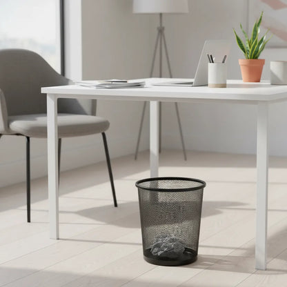 Cesto De Basura Metálico De Malla Negro Para Oficina