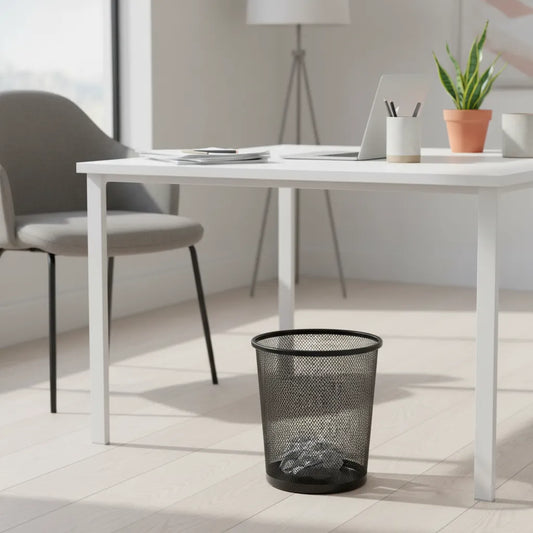 Cesto De Basura Metálico De Malla Negro Para Oficina