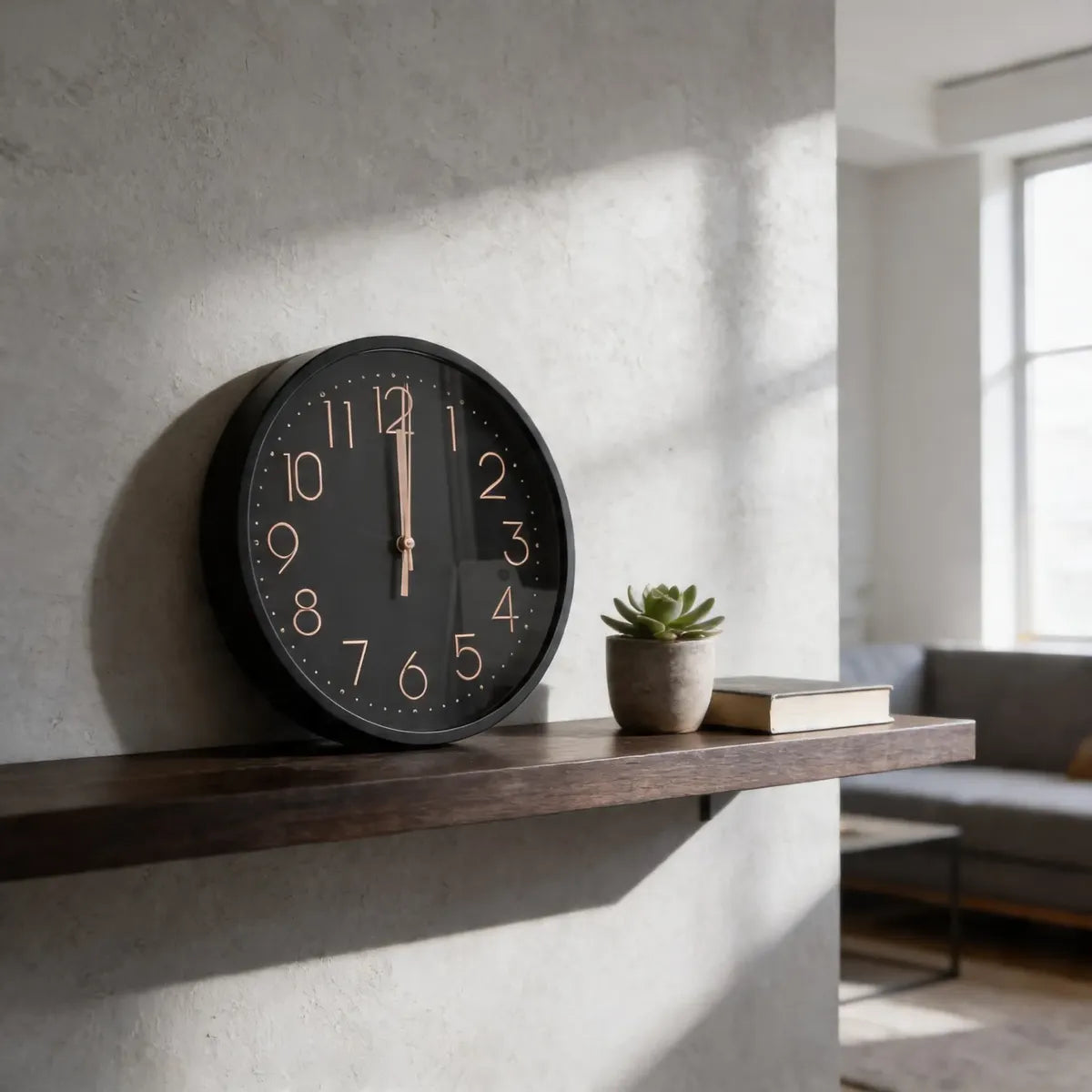 Reloj De Pared Moderno Negro Con Números Negro