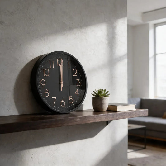 Reloj De Pared Moderno Negro Con Números Negro