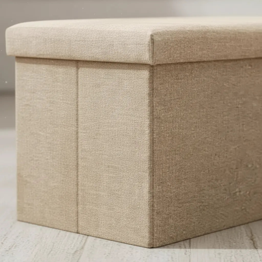 Baúl Plegable De Tela Lino Rectangular 76x38x36cm