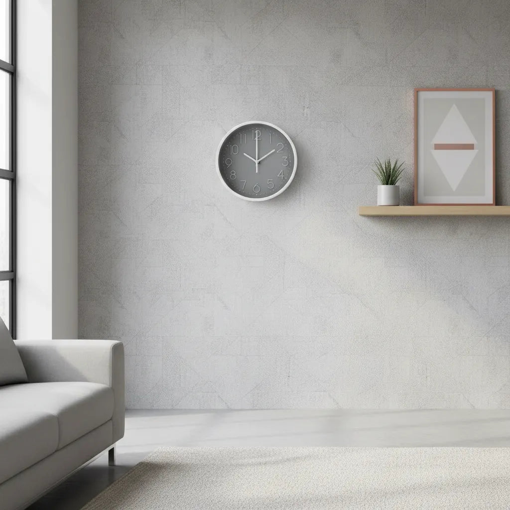 Reloj De Pared Moderno Negro Con Números Gris