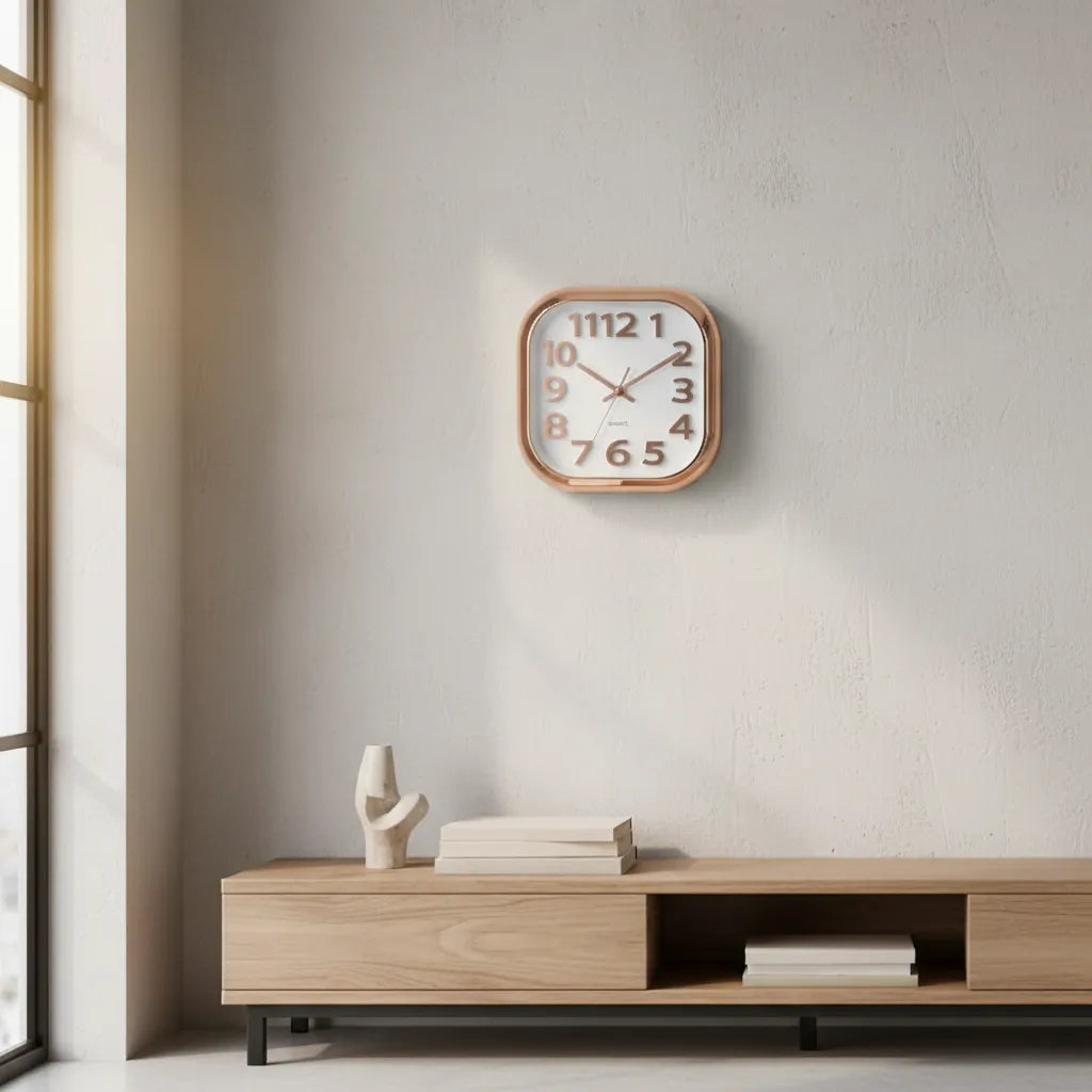Reloj De Pared Cuadrado Moderno Champagne 30cm