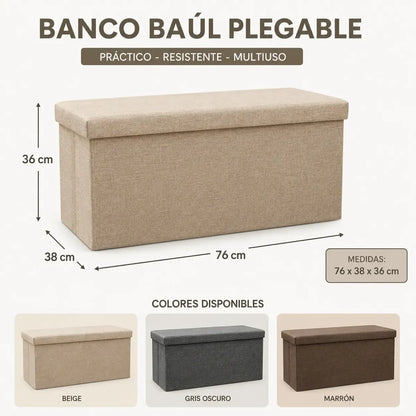 Baúl Plegable De Tela Lino Rectangular 76x38x36cm