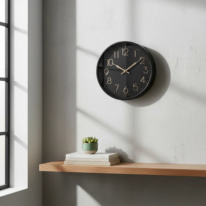 Reloj De Pared Moderno Negro Con Números Negro