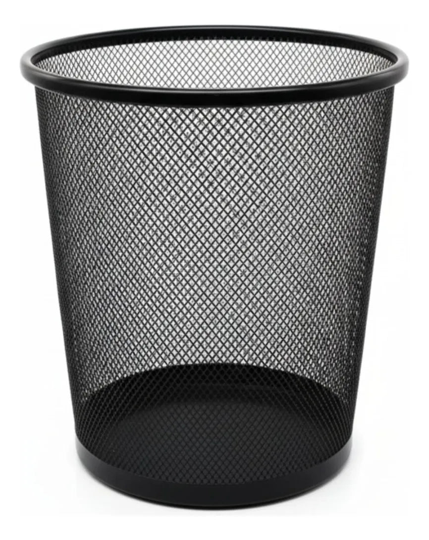 Cesto De Basura Metálico De Malla Negro Para Oficina