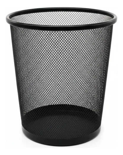 Cesto De Basura Metálico De Malla Negro Para Oficina
