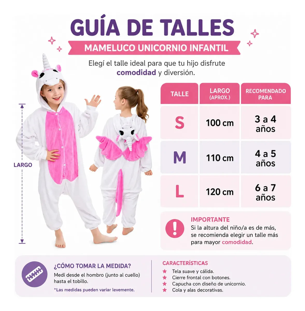 Pijama Unicornio Enterito Polar Niños
