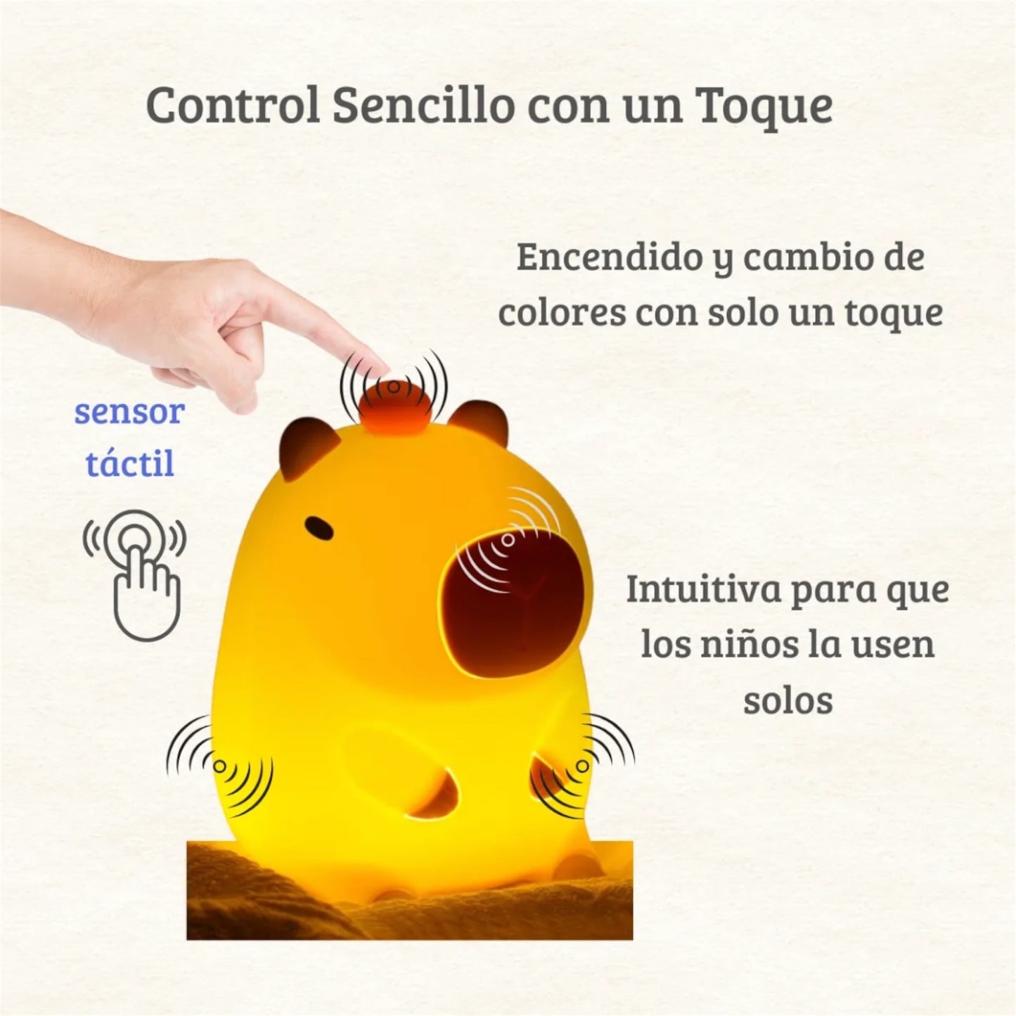 Veladora Capibara multicolor de goma recargable - 12 x 9 cm